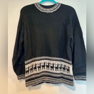 Vintage black wool crewneck sweater